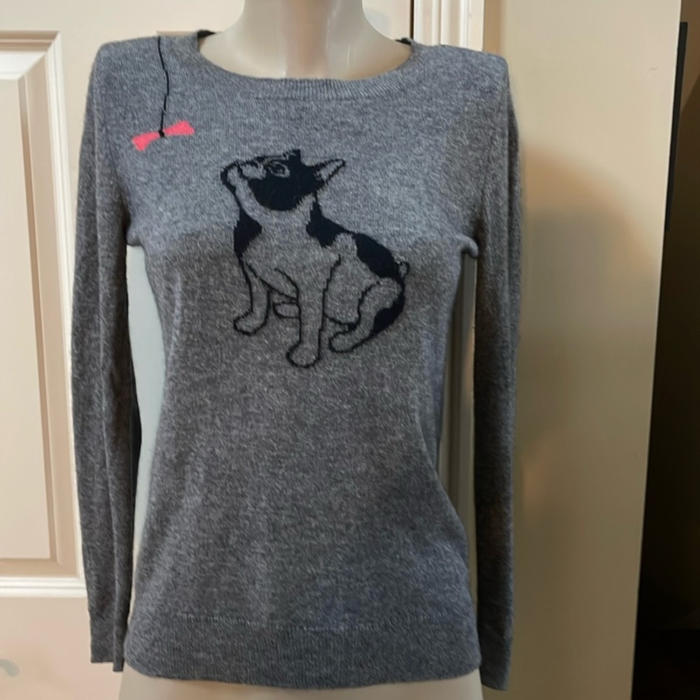 Halogen Heather Grey Boston/Frenchie 100% Cashmere Sweater, med petite